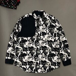 Camo Black and White Patterned Men's Shirt